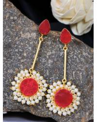 Buy Online Royal Bling Earring Jewelry Gold-Toned  Kundan and  Green Beads Round Shape Earrings RAE1735 Jewellery RAE1735